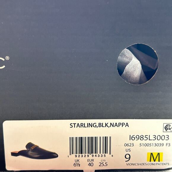 Vionic, Starling Black Leather Slip-On Flat Mule with Arch Support. Women US 9 M - Picture 14 of 14